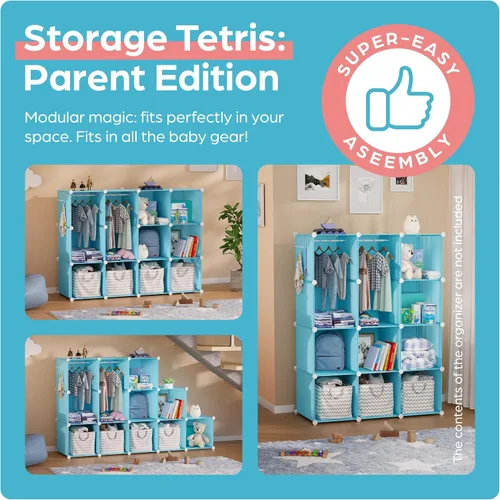 Miniatura 5 de CUBEDIY Organizador de Armario para Bebé para Guardería - Armario Ropero Duradero para Bebé para Closet - Estantes de Cómoda Personalizables