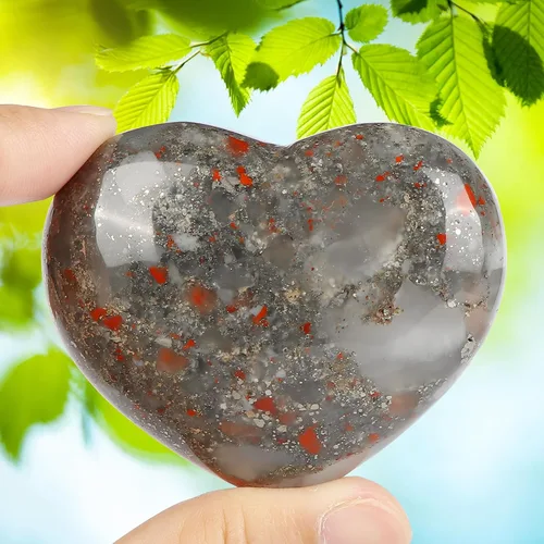 Miniatura 5 de SMQ Piedra de sangre de África, piedras de cristal en forma de corazón, piedras preciosas naturales, pisapapeles, bolsillo hinchado, gran sanación