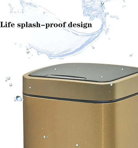 Miniatura 3 de Garbage bin Square Automatic Trash Can with Lid Stainless Steel Smart Induction Trash Can Household Bedroom Living Room Trash Can, 2.3 Gallons/3.1