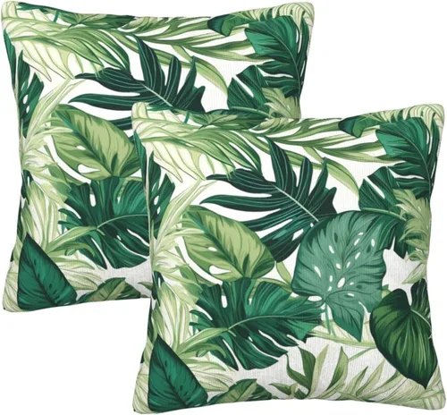 Miniatura 42 de Juego de 2 fundas de almohada cuadradas de Acción de Gracias, hojas de arce otoñales, fundas protectoras para sofá con cremallera oculta, 16 x 16