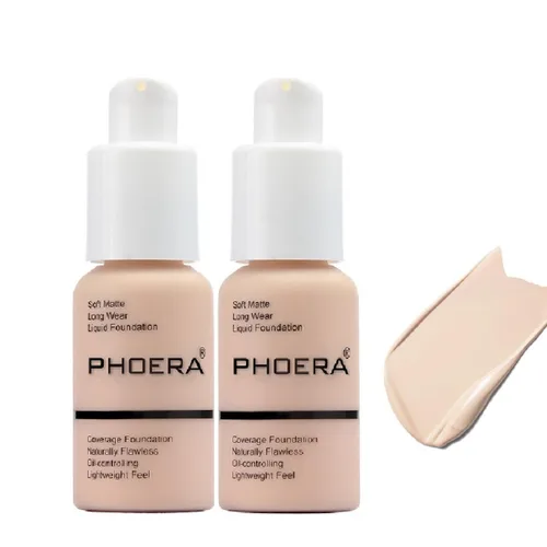 Miniatura 10 de PHOERA Foundation, Base Líquida Mate Suave Impecable 24 HR Control de Aceite Corrector Foundation Maquillaje. (1 Pza-102- Nude)