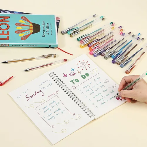 Miniatura 8 de Mr. Pen - Bolígrafos de gel metálicos, 25 colores metálicos únicos, bolígrafos de gel para libros de colorear para adultos