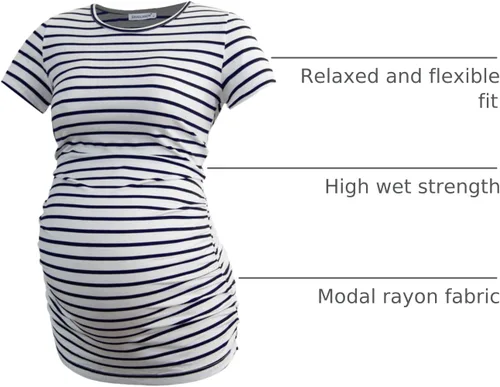 Miniatura 77 de Smallshow - Camiseta de maternidad para mujer, diseño de lados fruncidos, tipo túnica, prendas para el embarazo