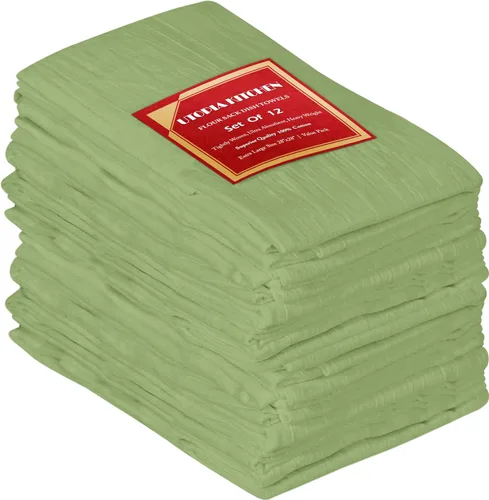Utopia Kitchen Paquete de 12 toallas de saco de harina verde salvia, 28 x 28 pulgadas, paños de cocina 100% algodón para limpiar y secar, paño de