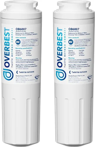 Overbest UKF8001 - Filtro de agua para refrigerador EveryDrop by Whirlpool 4, EDR4RXD1, paquete de 2