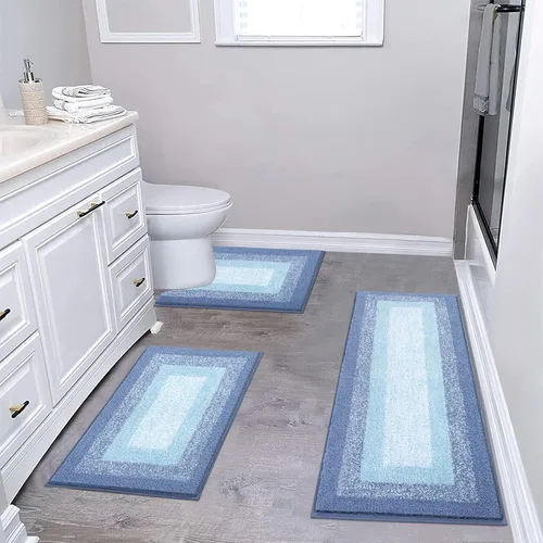 Miniatura 11 de Juegos de alfombras de baño de 3 piezas, alfombras de baño antideslizantes absorbentes, alfombras de baño de felpa extra suaves y esponjosas