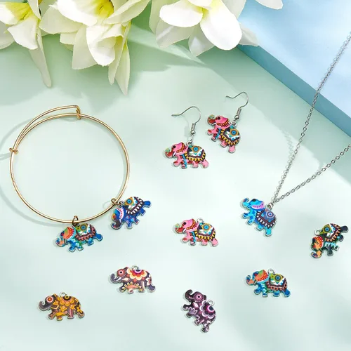 Miniatura 4 de Pulsera con dije de elefante, colgante y llavero para hacer joyas y aretes de bricolaje