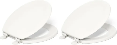 Miniatura 22 de Asiento para inodoro Kohler con tapa, de pino con molduras de madera y bisagras de plástico en color a tono, 4647-0 Blanco