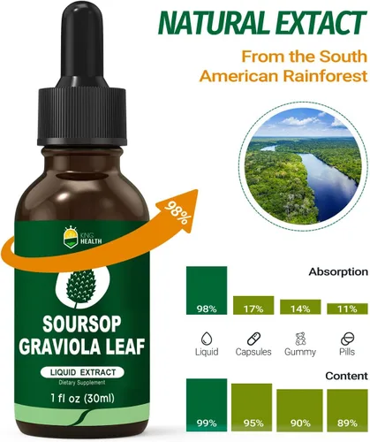 Miniatura 3 de Gotas líquidas de extracto de hoja de graviola de guanábana orgánica, líquido puro amargo de guanábana para apoyo inmunológico, certificado GMP