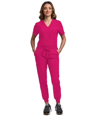 Miniatura 56 de Green Town Conjunto de ropa quirúrgica para mujer, pantalón deportivo y parte superior con cuello en V, 5 bolsillos, cintura de yoga, uniforme