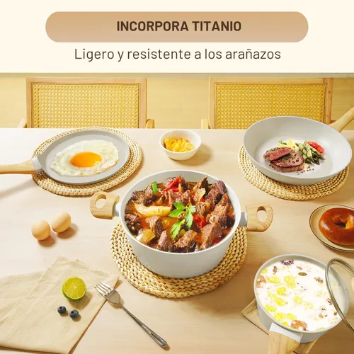 Miniatura 7 de EWFEN - Juego de 25 piezas de ollas y sartenes, juego de utensilios de cocina de cerámica antiadherente, saludable, no tóxico, gran capacidad