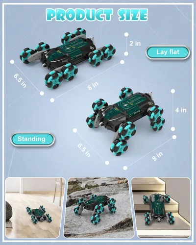 Miniatura 8 de ATHLERIA 8WD Coche de Acrobacias RC con Detección de Gestos para Edades 8-13, Coches de Control Remoto Manual - Rotación de 360° de Doble Cara, Las