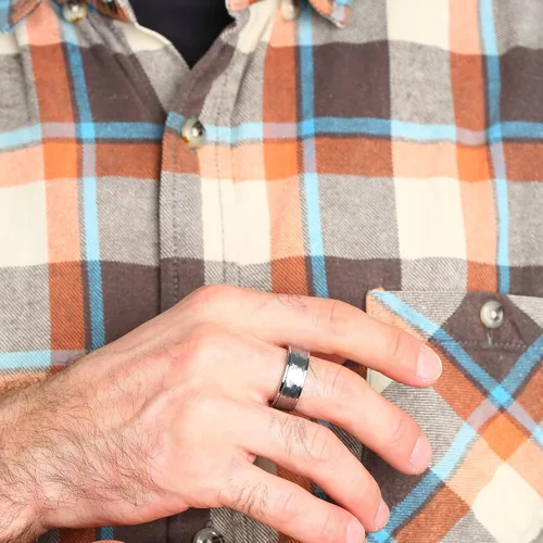 Miniatura 4 de Anillo giratorio de titanio de tungsteno de 0.2360.315 pulgadas para hombre, tamaño medio, sin níquel, anillo de ansiedad para hombres y mujeres