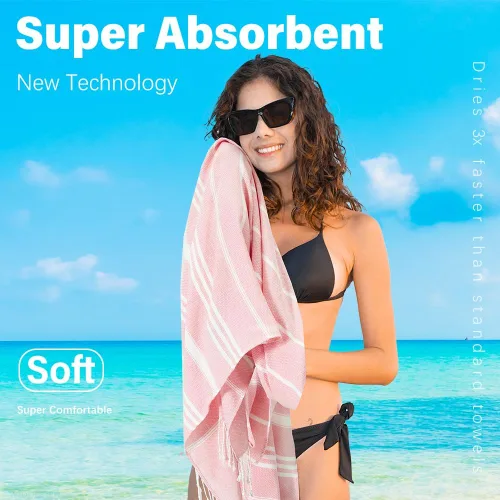 Miniatura 6 de Widdonen Toalla de playa turca fina, ligera, de secado rápido, absorbente, de algodón, para baño, piscina, toallas de natación, extra grandes, sin