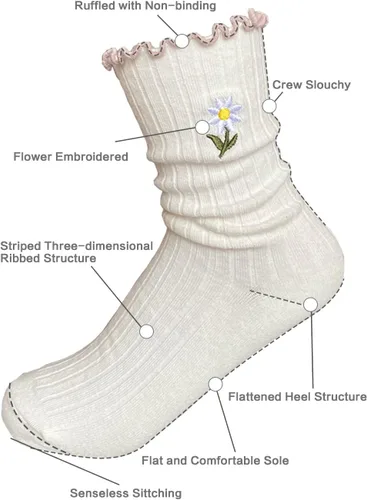Miniatura 6 de Doitall Calcetines largos con volantes para mujer, 3 pares