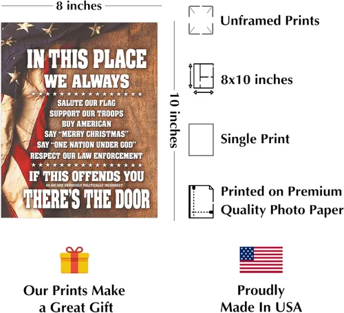 Miniatura 2 de In This Place - Póster de decoración de pared con la bandera estadounidense «We Salute & Support», este póster patriótico de arte de pared es un