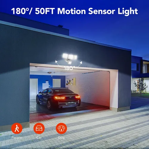 Miniatura 3 de OREiN Luz de inundación con sensor de movimiento al aire libre, luz de seguridad LED de 26W 3500LM, detección de 240° 40 pies, modos de anochecer a