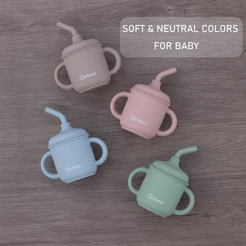 Miniatura 2 de Ginbear Vaso de bebé 2 en 1, a prueba de derrames, no tóxico, sin BPA, de silicona de grado alimenticio, taza de transición para entrenamiento