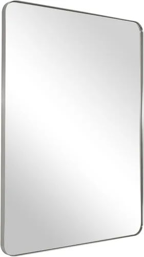 Miniatura 60 de ANDY STAR Espejo cromado para baño, espejo de pared con marco de metal de 22 x 30 pulgadas, espejo rectangular de acero inoxidable con esquina