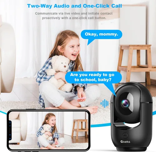 Miniatura 6 de Cloarks Cámara de seguridad panorámica/inclinable 2K, cámaras de interior WiFi para seguridad del hogar con detección de movimiento AI, cámara