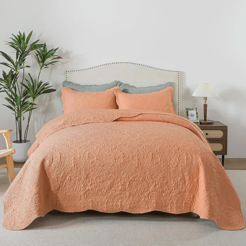 Miniatura 37 de HoneiLife - Juego de colcha de tamaño Queen, juego de ropa de cama de pana bordada de 3 piezas, colcha de lujo, ligera, cálida, para todas las Pana
