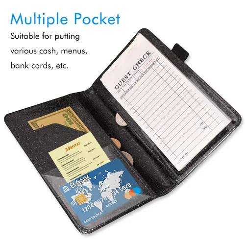Miniatura 3 de ACdream - Libretas de servicio para camarera, libreta de anotación de comensales, lindo organizador de piel y cartera para dinero, para presentar AB