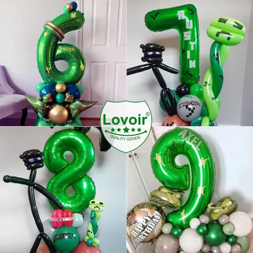 Miniatura 7 de Globo de 40 pulgadas color verde oscuro número 4 gigante, de papel de aluminio de Mylar gigante, globos de helio verde oscuro para fiestas