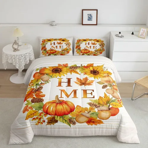 Miniatura 42 de Feelyou Juego de edredón de Halloween, color rosa fantasma, juego de ropa de cama tamaño individual, decoración para niños y niñas, lindo juego