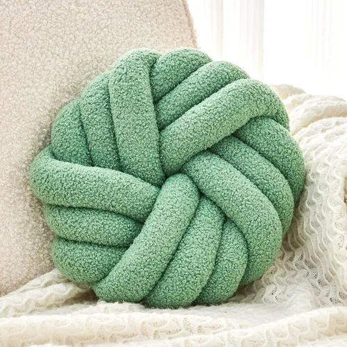 Miniatura 14 de Uvvyui Almohadas de Nudo, Almohadas Decorativas de 14 Pulgadas, Almohadas Redondas, Cojín Suave Hecho a Mano, Almohada de Bola Anudada, Cojín
