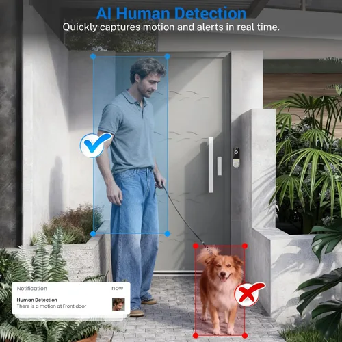 Miniatura 3 de Timbre inalámbrico con batería recargable, resolución de 1080p, audio de 2 vías, visión nocturna, detección humana AI, almacenamiento en la nube