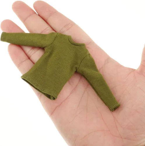 Miniatura 5 de Colaxi Camiseta de manga larga con figura de hombre a escala 1/12, ropa de muñeca en miniatura para figura de 6 pulgadas, color verde