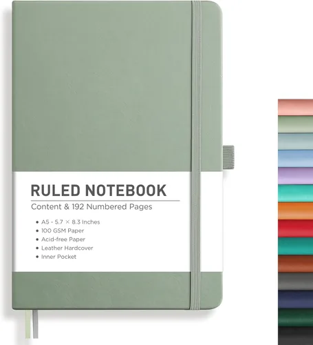 Miniatura 42 de RETTACY Cuaderno rayado, 192 páginas numeradas, tamaño A5 mediano (5.7 x 8.3 pulgadas), para hombres y mujeres, para hacer notas, escritura, trabajo