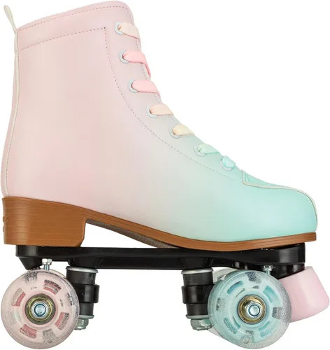 Miniatura 7 de Patines de ruedas para niñas y mujeres, cómodos patines de piel sintética de color degradado con ruedas flash, patines para interiores y exteriores