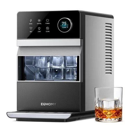 Miniatura 10 de EUHOMY Encimera para hacer bolas de hielo de 2 pulgadas, 4 piezas listas en 40 minutos, 144 unidades/día, máquina de hielo de esfera autolimpiante