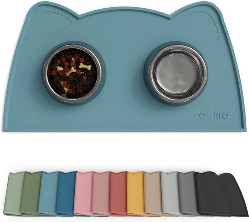 Miniatura 39 de OHMO - Tapete de silicona para comida para gatos, tapete de alimentación de mascotas para el piso, antideslizante e impermeable, bandeja para agua