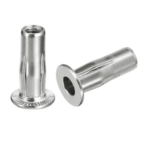 Miniatura 6 de uxcell M6 - Tuercas de remache de agarre múltiple, 2 piezas de vástago preabombado, cabeza plana, tuerca de inserción roscada de acero inoxidable