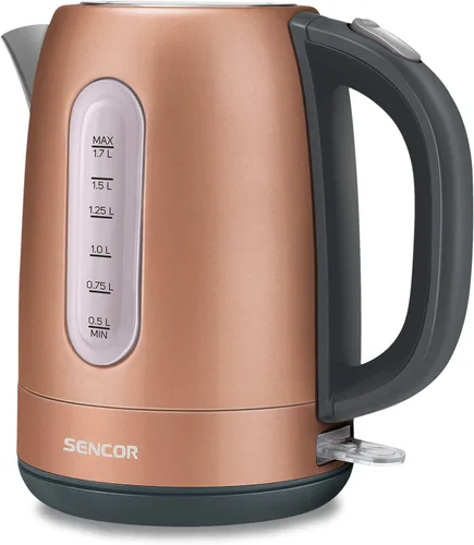 Sencor SWK1776GD - Hervidor eléctrico de acero inoxidable de 1,7 L con tapa de bloqueo de seguridad, color dorado