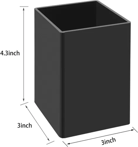 Miniatura 2 de NIUBEE Portalápices acrílico negro, paquete de 4, organizador de escritorio para lápices, accesorios de escritorio para escritorio de oficina