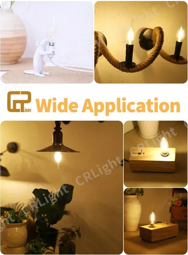 Miniatura 5 de Bombilla LED de candelabro regulable de 2 W, 2700 K, blanco cálido, equivalente a 250 lm 25 W, bombillas de vela de araña E12, punta doblada