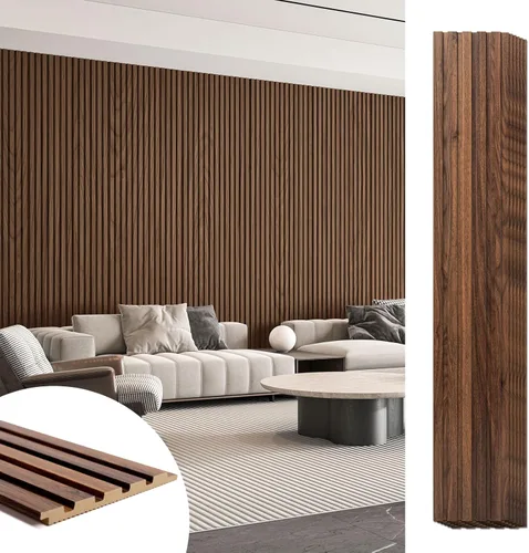 Art3d Paneles de listones de madera de 6 piezas para decoración interior elegante y decoración de techo, panel texturizado 3D de MDF para techo y