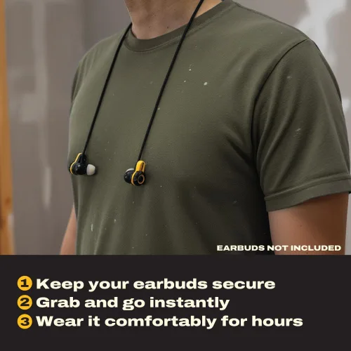 Miniatura 2 de DEWALT Cordón antipérdida para auriculares TWS y TWS ANC – Cable de seguridad duradero para un ajuste seguro y fácil acceso, correa de cuello