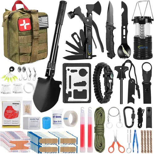Miniatura 8 de ABPIR Kit de supervivencia de 170 piezas, kit de primeros auxilios de supervivencia con equipo esencial de supervivencia, suministros médicos de Rojo