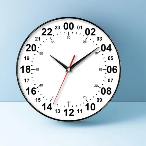 Miniatura 7 de Reloj de pared de 24 horas, reloj de pared redondo de 12 pulgadas, fácil de leer, esfera blanca, estilo moderno y simple, reloj de decoración