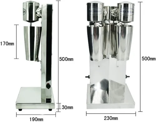 Miniatura 2 de Máquina clásica de batido de doble cabeza de 110V, mezclador de bebidas licuadoras de malta batido, acero inoxidable comercial independiente 18000RPM
