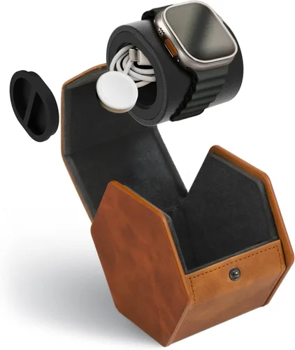 Funda protectora de viaje para reloj de 1 ranura, organizador de relojes de alta calidad, con cuero vegano, almohada ajustable para cualquier reloj,