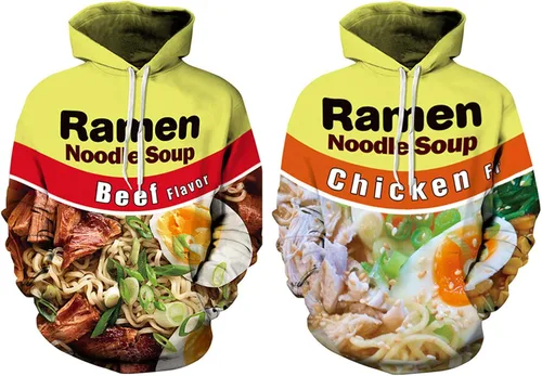 Miniatura 3 de Keasmto Sudadera con capucha 3D Ramen Chicken Noodle Soup para hombres y mujeres de algodón lindo