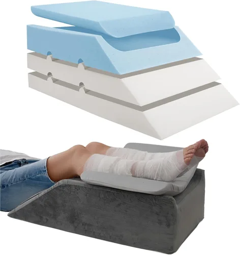 Almohadas de elevación de piernas para después de la cirugía, almohada de reemplazo de rodilla ajustable de 6 alturas, cuñas de piernas refrescantes