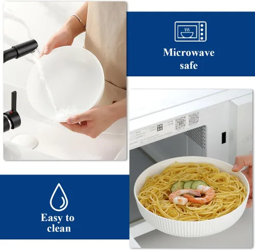 Miniatura 7 de HOMQUEN Juego de 6 cuencos para pasta, cuencos de ensalada de 37 onzas, cuencos de sopa blancos, cuencos grandes para servir pasta, cuencos de cena