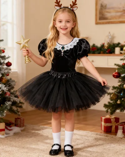 Miniatura 34 de Century Star Tutú de 4 capas para niñas pequeñas, faldas de ballet de tul para baile de princesa, esponjoso, para fiestas de cumpleaños de 2 a 8 años