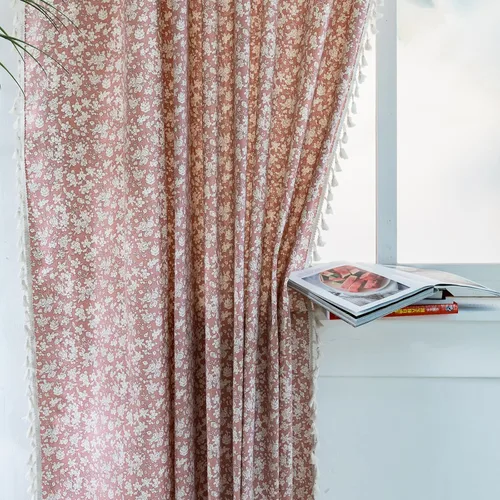 Miniatura 37 de Cortinas florales de granja semiopacas para sala de estar, de 63 pulgadas de largo, mezcla de lino y algodón, paneles de cortina de ventana cortos